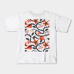 Orange Flower Pattern Kids T-Shirt